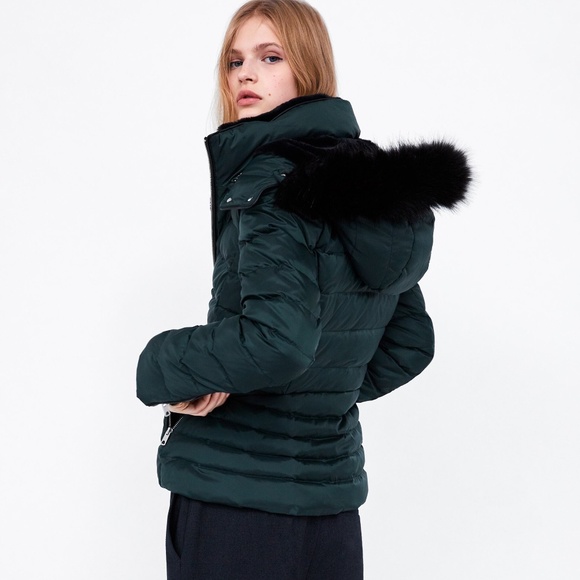 zara green puffer